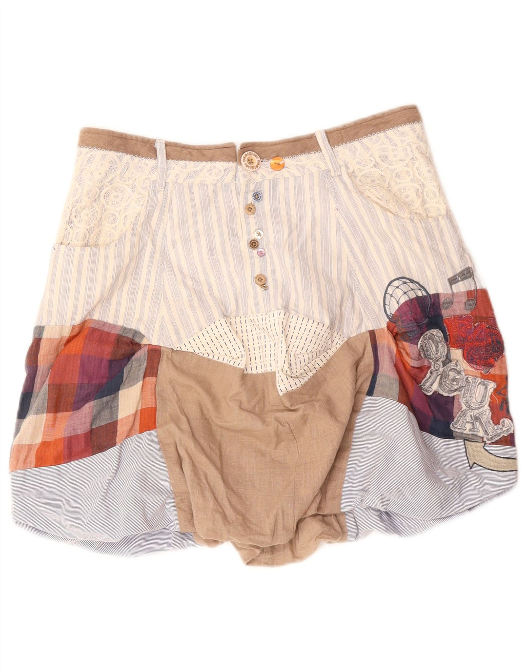 DESIGUAL Falda de burbuja para mujer EU 36 Small W30 Patchwork multicolor