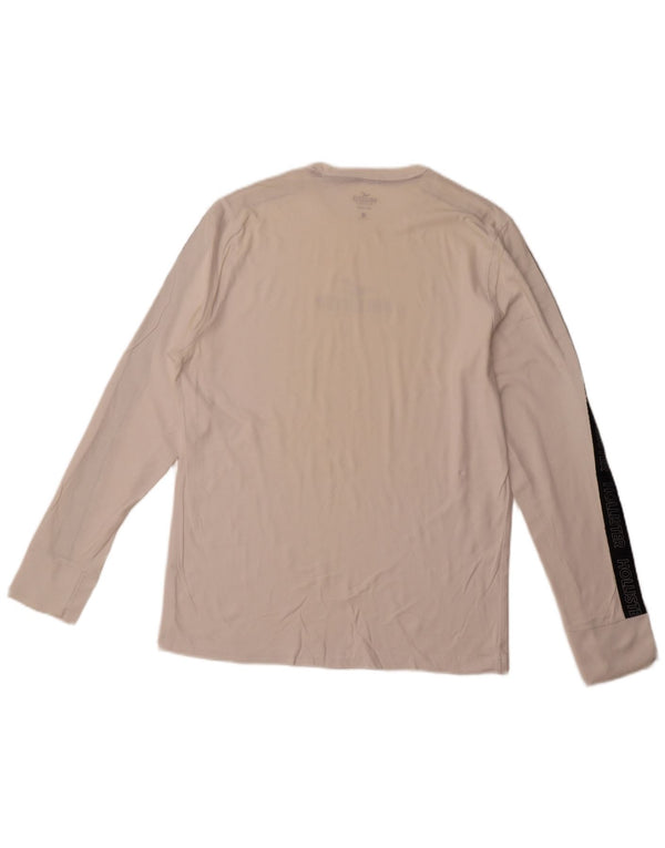 HOLLISTER Top gráfico de manga larga de algodón blanco con bloques de color para hombre