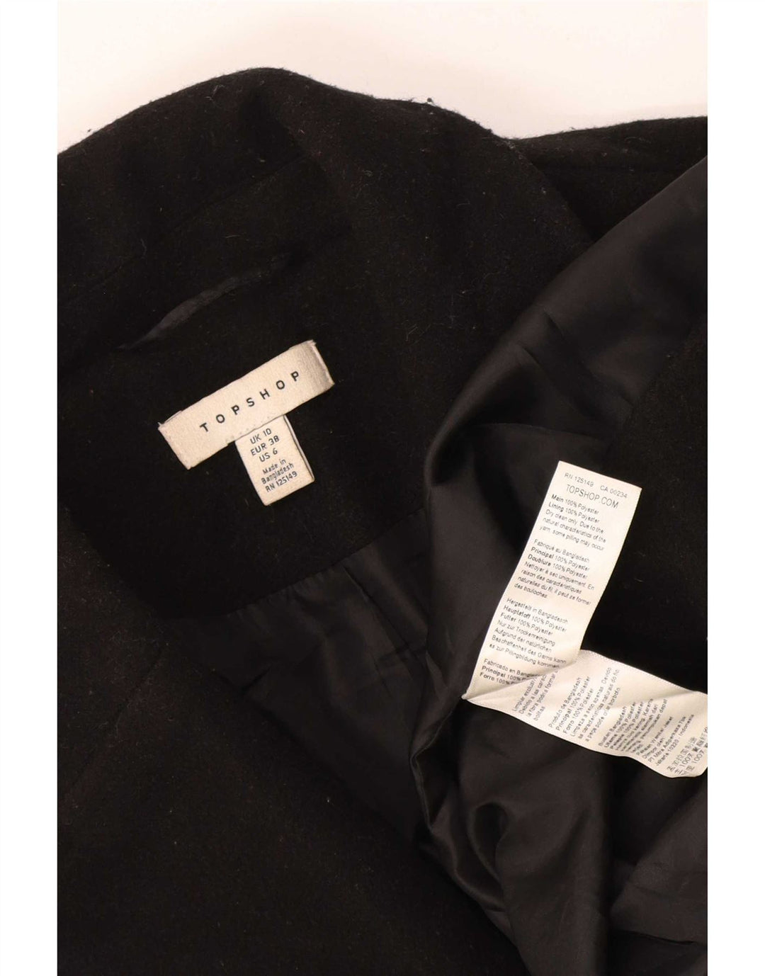 Topshop Abrigo extragrande con doble botonadura para mujer UK 10 Small Poliéster negro