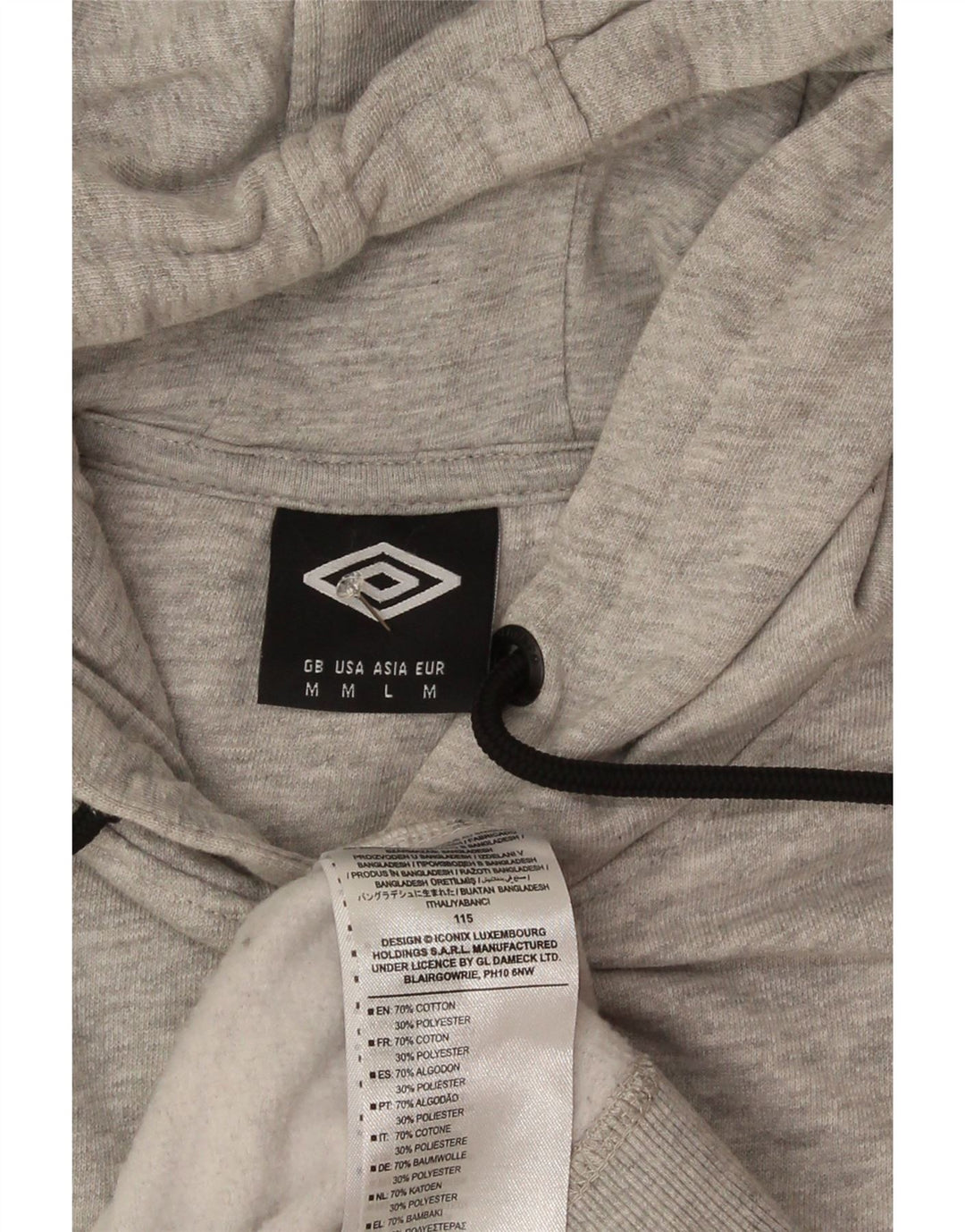 Umbro Hombre Sudadera Con Capucha Gráfica De Algodón Gris Medio
