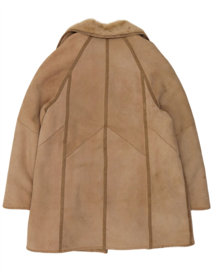VINTAGE Abrigo de piel de oveja para mujer IT 46 Piel de oveja beige grande