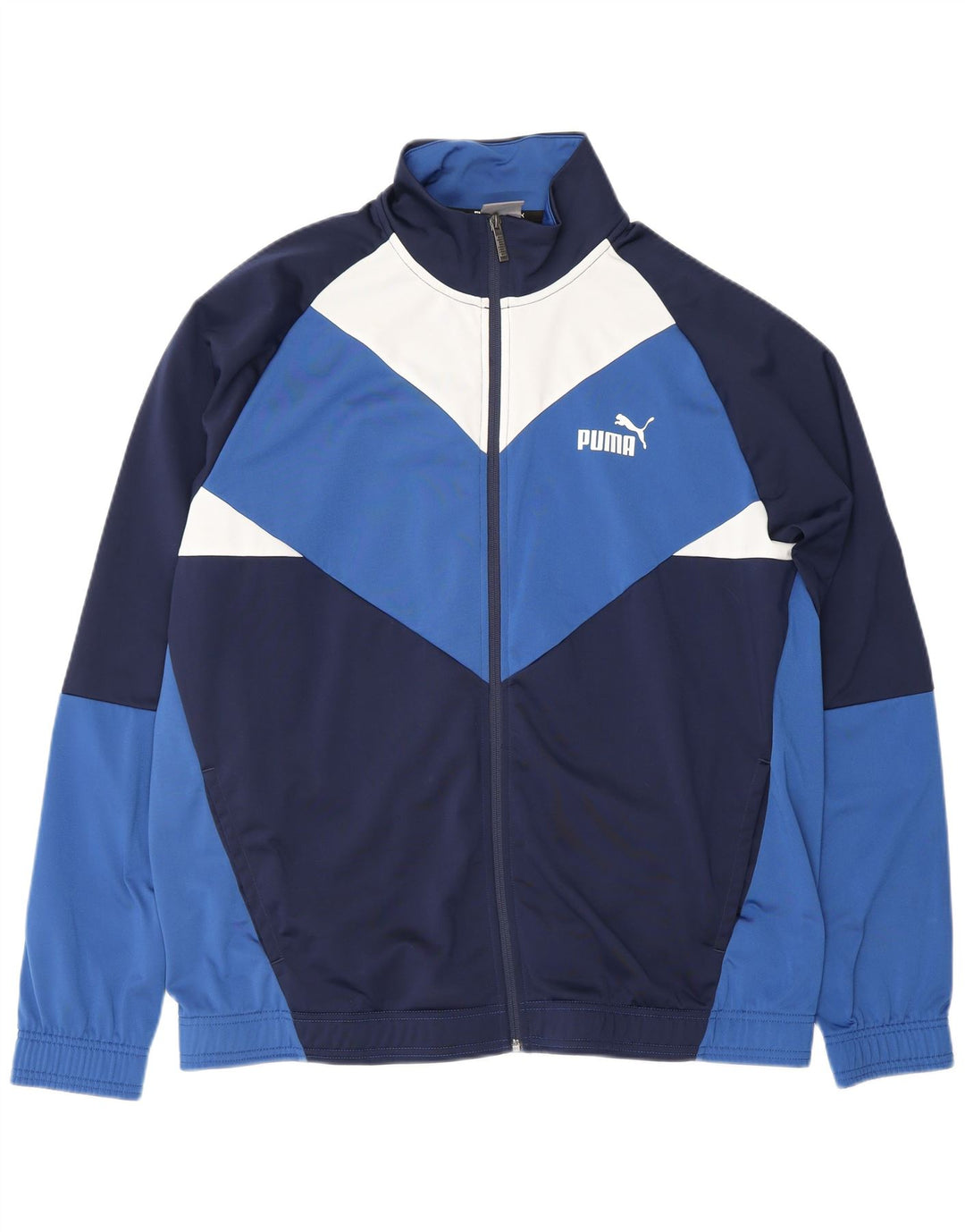 PUMA Chaqueta de chándal para hombre XL Azul Colorblock Poliéster