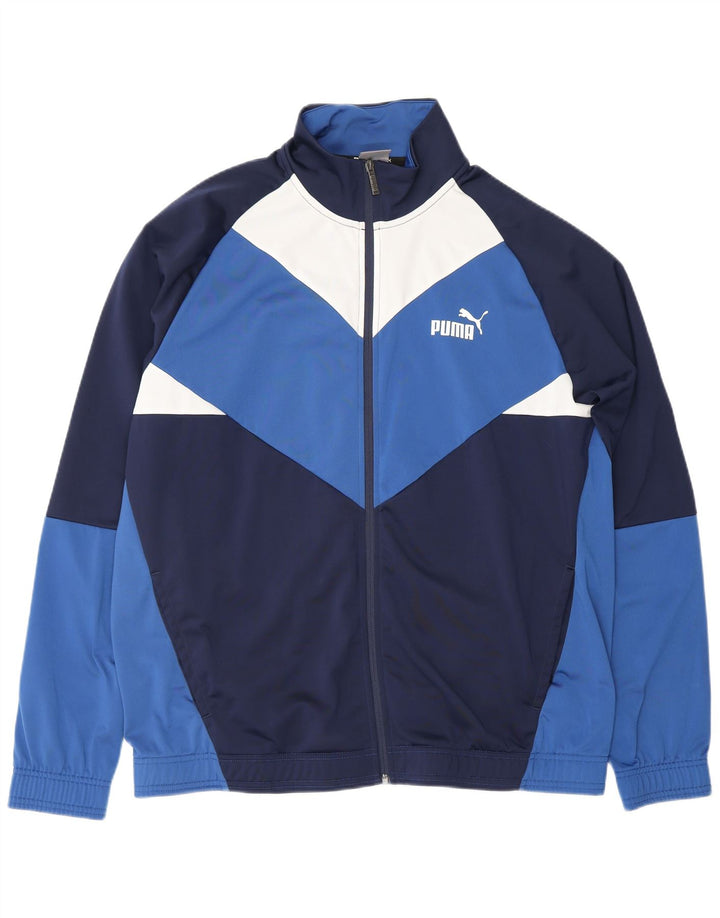 PUMA Chaqueta de chándal para hombre XL Azul Colorblock Poliéster