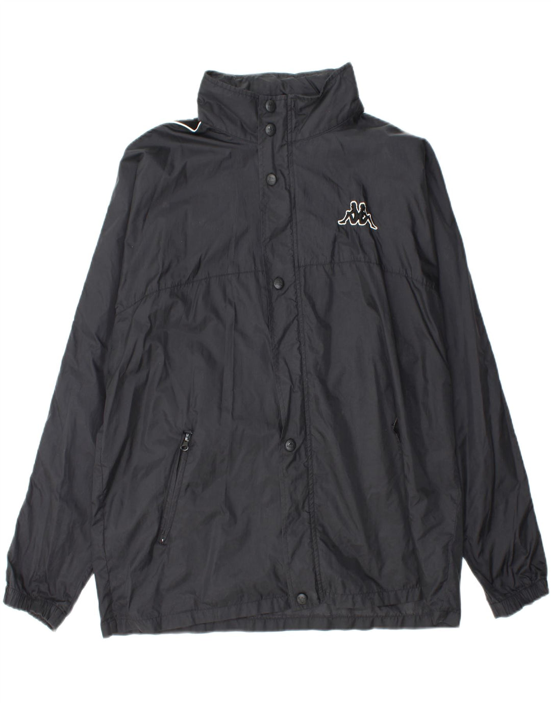 KAPPA Chaqueta cortavientos gráfica para hombre UK 42 XL Nylon negro