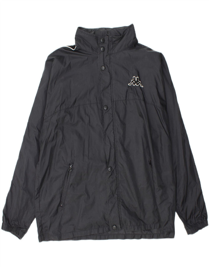 KAPPA Chaqueta cortavientos gráfica para hombre UK 42 XL Nylon negro