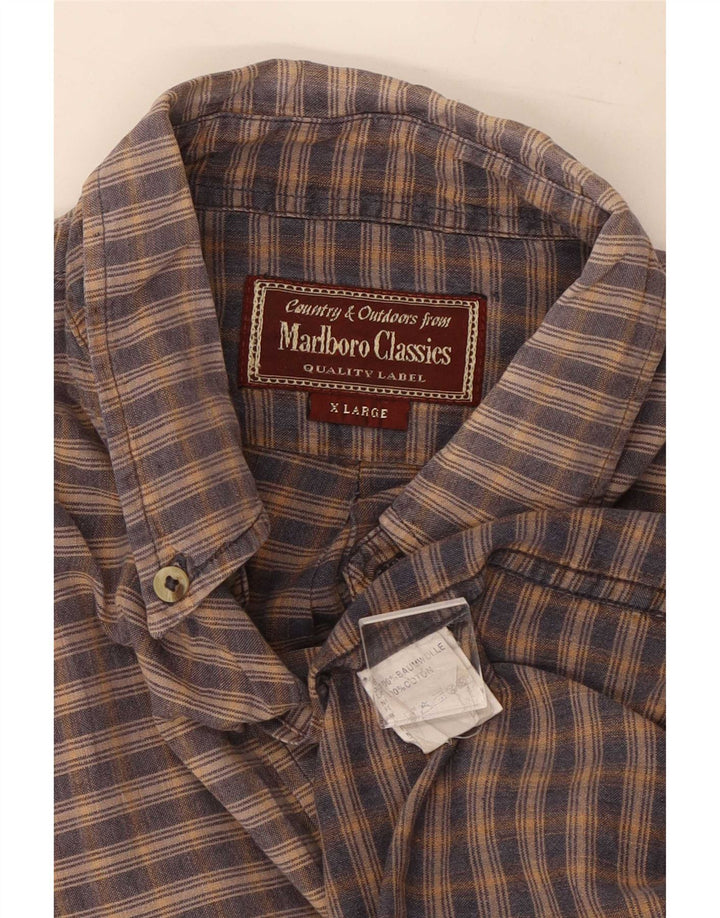 Camisa Marlboro Classics Hombre XL Algodón Vichy Marrón