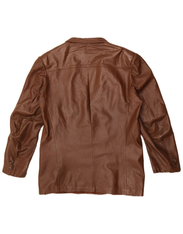 Vintage hombres 2 botones cuero Blazer chaqueta Reino Unido 40 marrón grande