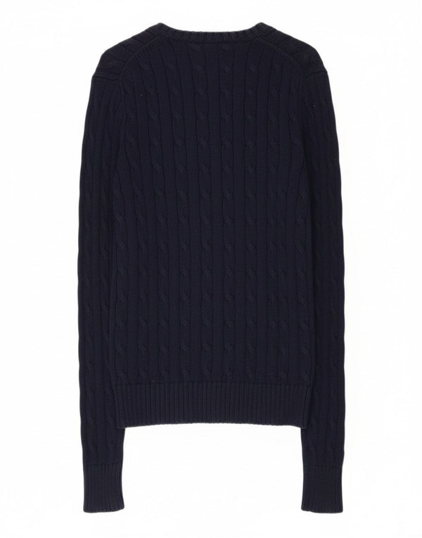 Polo Ralph Lauren suéter con cuello en V para mujer UK 6 pequeño algodón azul marino