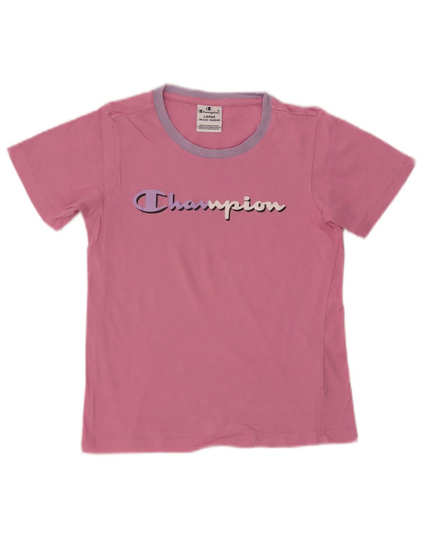 Champion Camiseta gráfica para niñas 11-12 años Grande Algodón Rosa