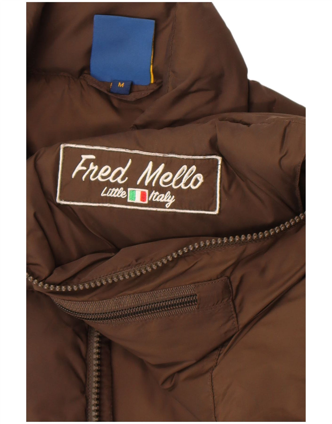 Fred Mello Chaleco acolchado con gráfico para hombre UK 40 Poliamida marrón medio
