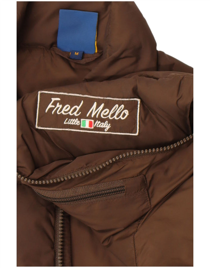 Fred Mello Chaleco acolchado con gráfico para hombre UK 40 Poliamida marrón medio