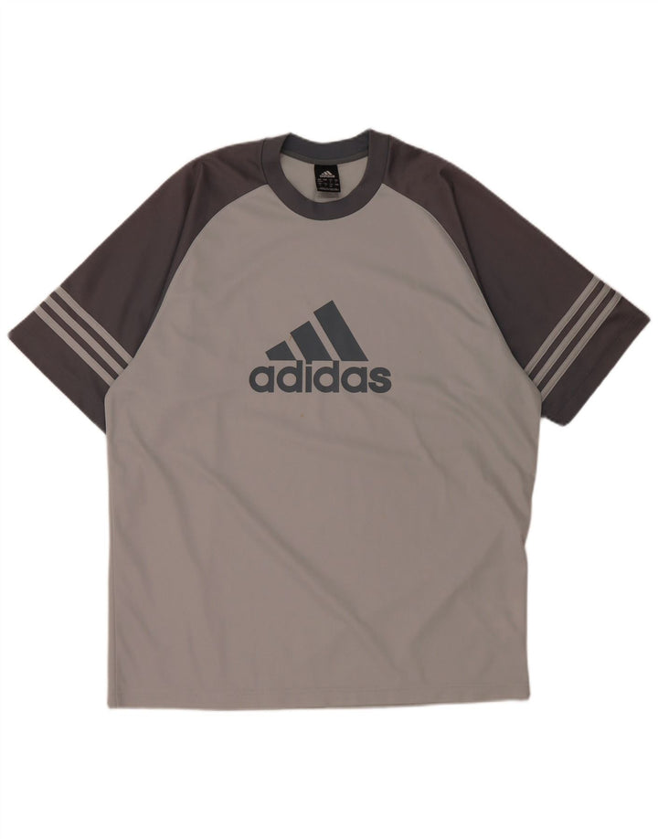 ADIDAS Camiseta gráfica Climalite para hombre Reino Unido 42/44 Grande Gris Colorblock