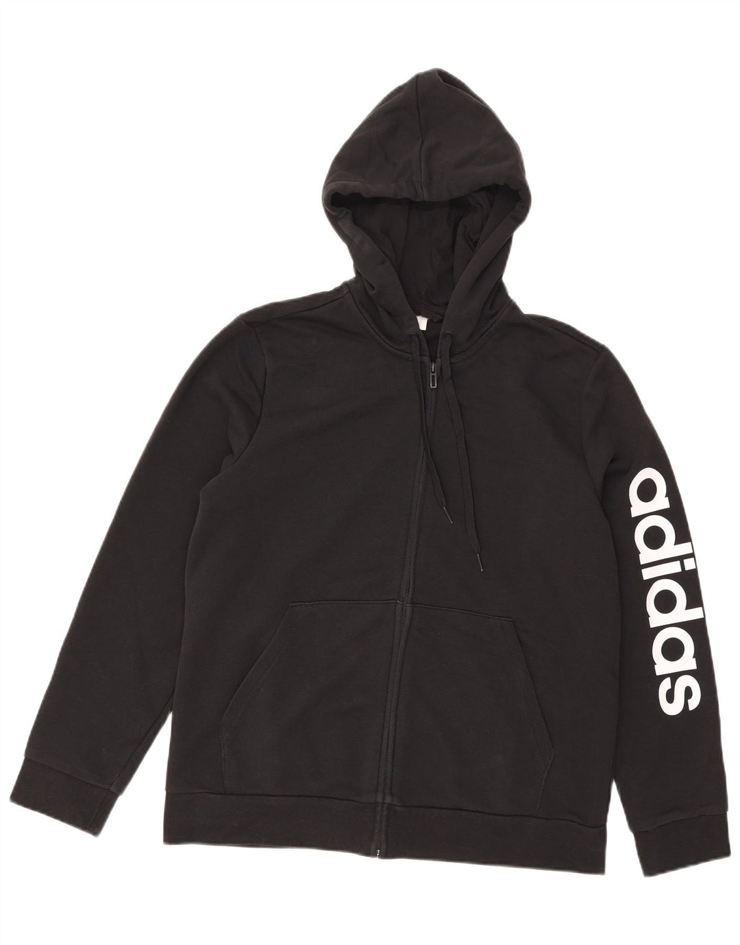 Adidas - Sudadera con capucha y cremallera gráfica para hombre, talla grande, color negro