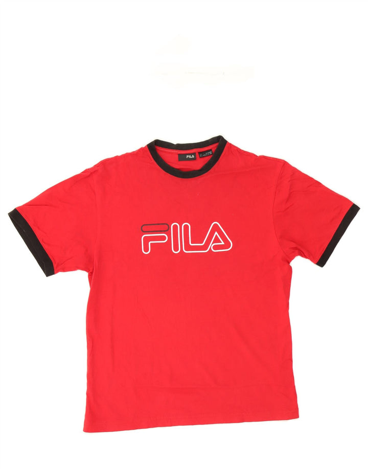 FILA Mens Graphic T-Shirt Top Large Red Cotton Vintage Fila and Second-Hand Fila from Messina Hembry 