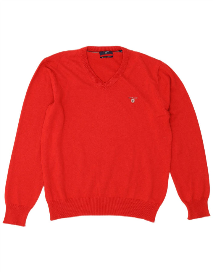 Gant Jersey con Cuello en V para Hombre Small Red Cotton