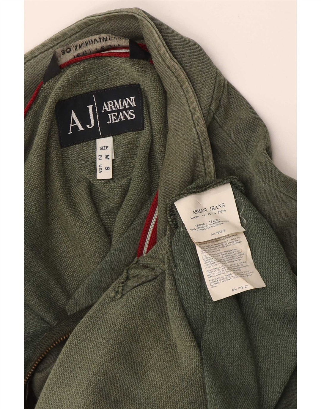 Armani Jeans Hombre Chándal Top Chaqueta Algodón Verde Medio