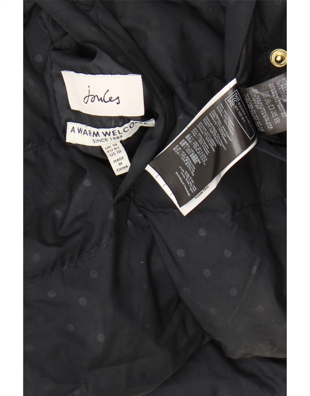 JOULES Womens Reversible Padded Jacket UK 14 Large  Navy Blue Polyester Vintage Joules and Second-Hand Joules from Messina Hembry 