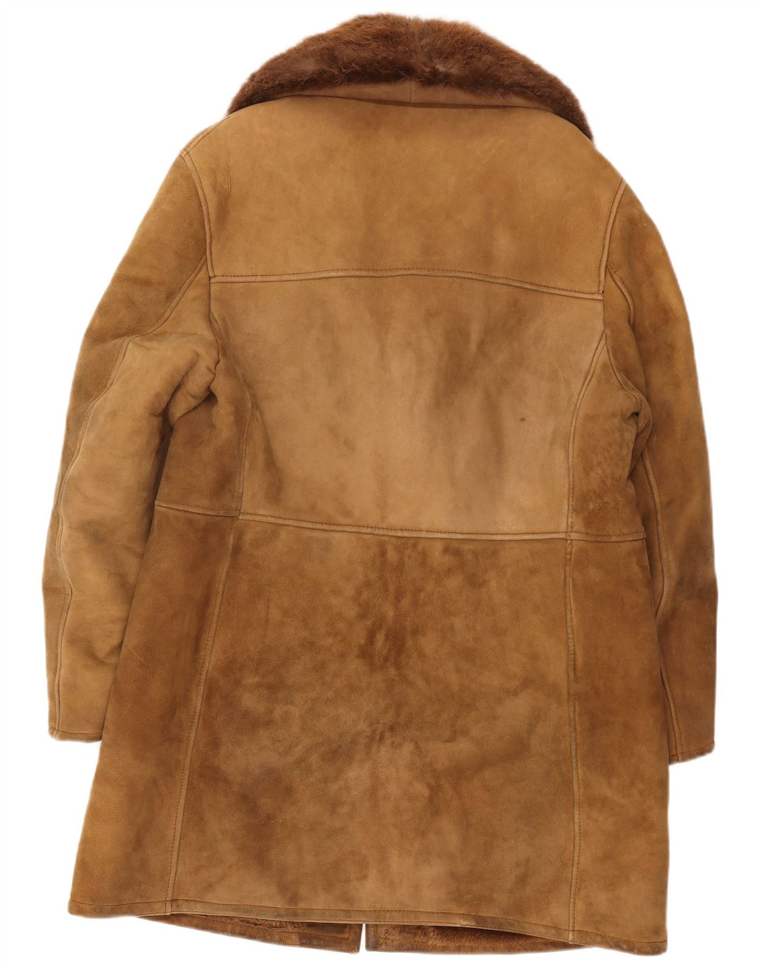 Vintage hombres shearling abrigo Reino Unido 38 Medio Beige