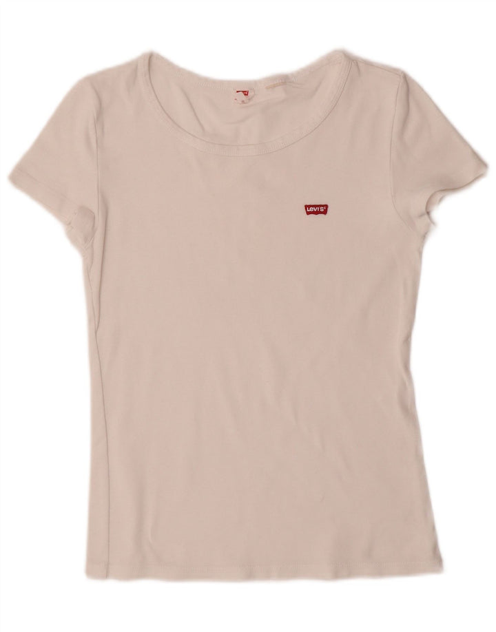 LEVI'S Womens T-Shirt Top UK 10 Small Off White