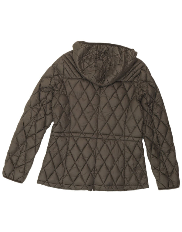 MICHAEL KORS Chaqueta acolchada con capucha para mujer UK 44 Nylon gris medio