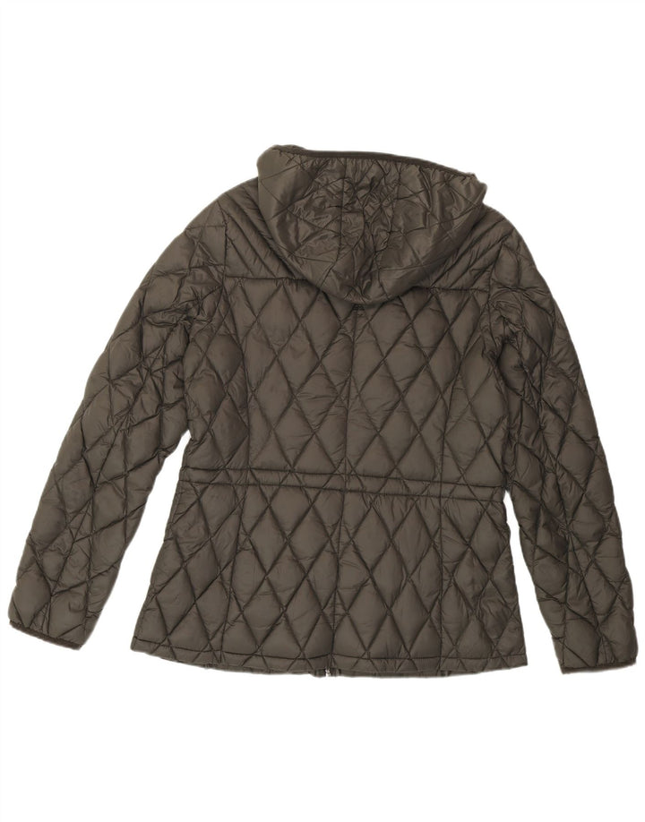 MICHAEL KORS Chaqueta acolchada con capucha para mujer UK 44 Nylon gris medio