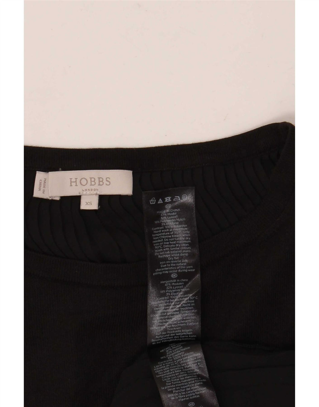 Hobbs Top extragrande para mujer manga 3/4 UK 6 XS Modal negro