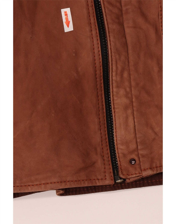 G-Star Chaqueta motera de ante para hombre UK 40 Large Cuero marrón