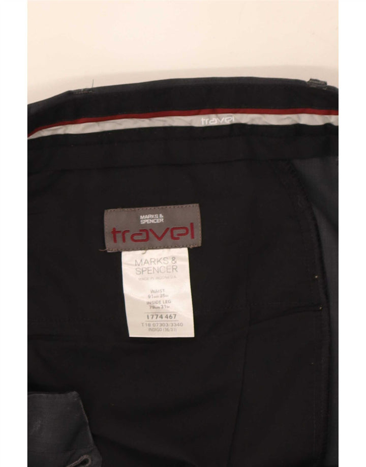 Marks & Spencer Pantalón chino recto para hombre W36 L31 Poliéster azul
