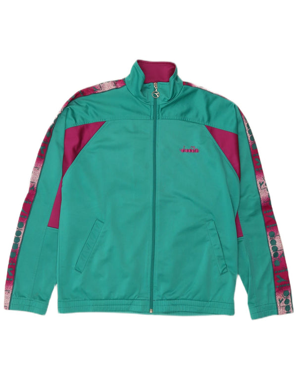 Diadora Mens Graphic Chándal Top Chaqueta ES 38 Medio Verde Colorblock