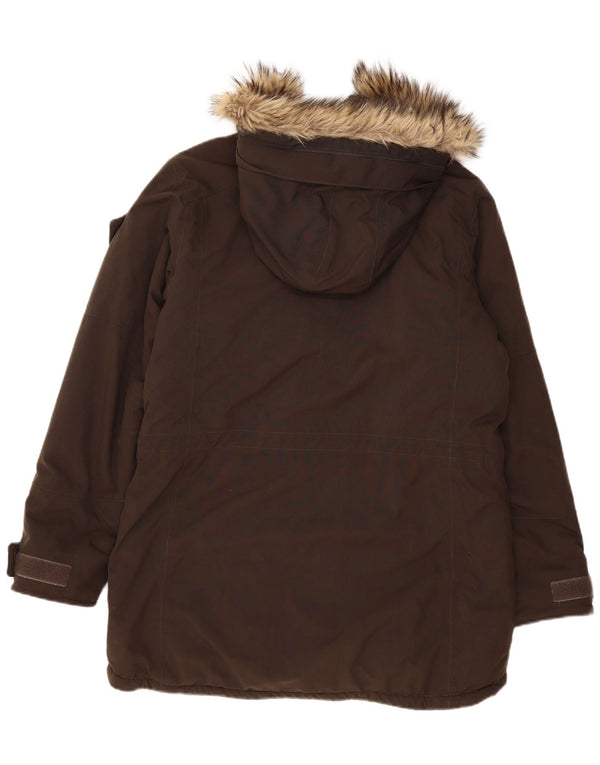 FJALL RAVEN Chaqueta parka con capucha para mujer UK 46 Large Khaki