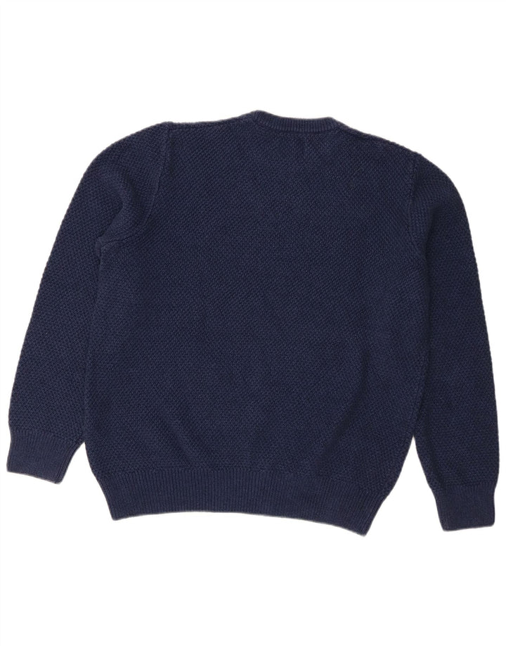 Superdry Jersey con cuello redondo para hombre, talla grande, algodón azul marino