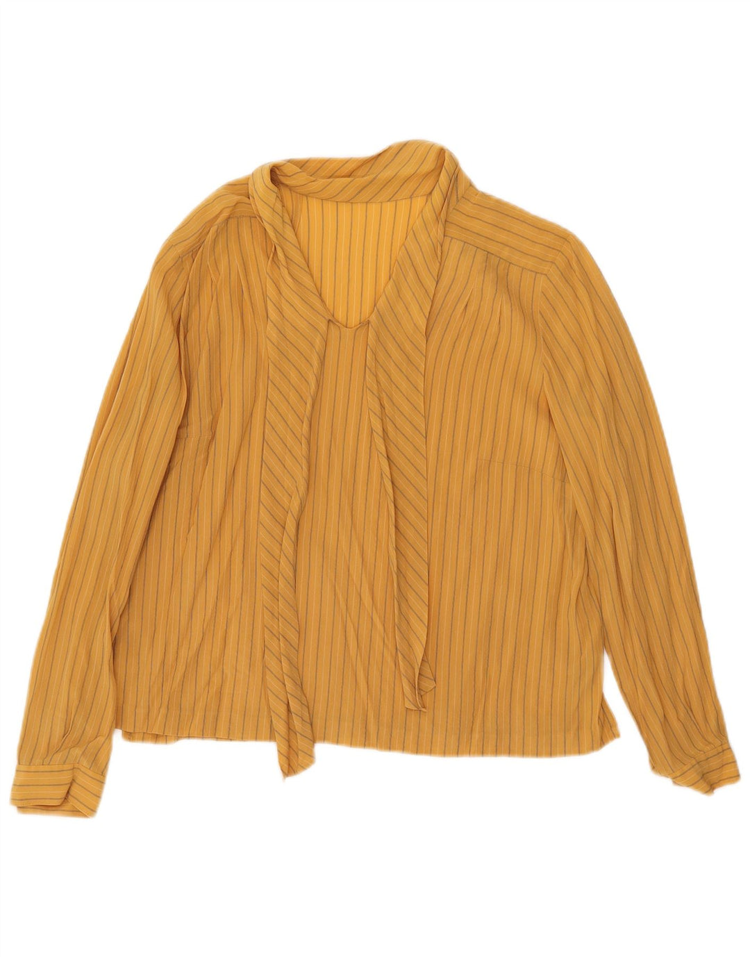Vintage mujer ver a través de blusa Top Reino Unido 16 rayas amarillas grandes