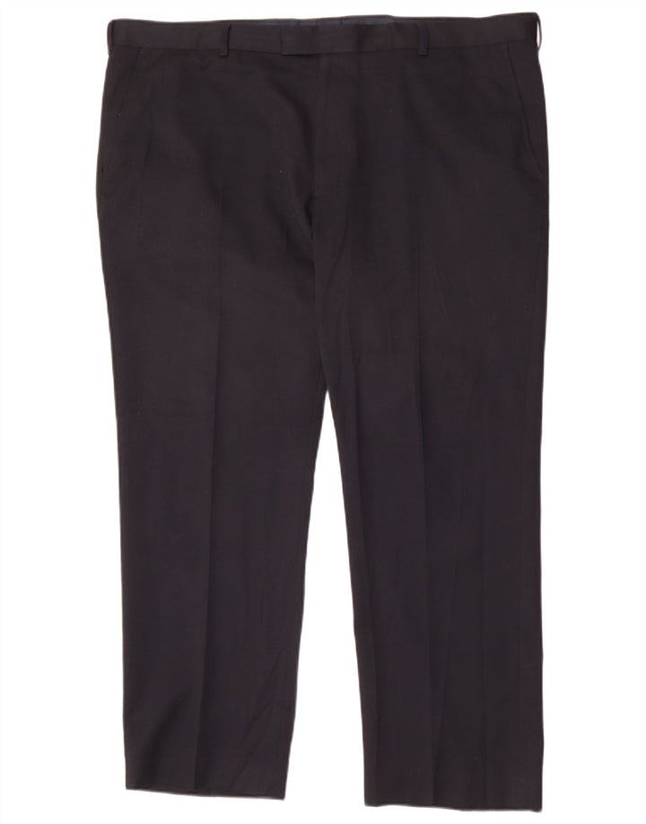 Marks & Spencer Pantalón de traje recto regular para hombre W42 L29 Azul marino