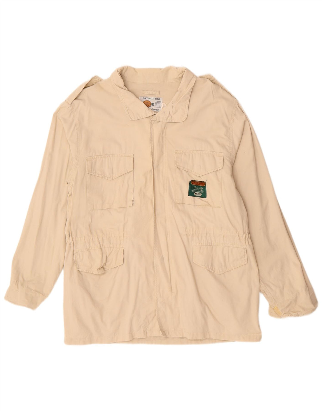 VINTAGE Chaqueta militar para hombre Reino Unido 40 Algodón beige grande