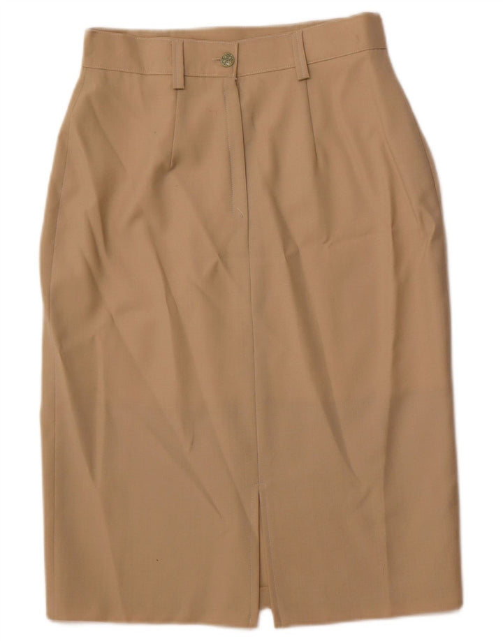 VINTAGE Falda lápiz para mujer IT 44 Mediana W28 Lana marrón