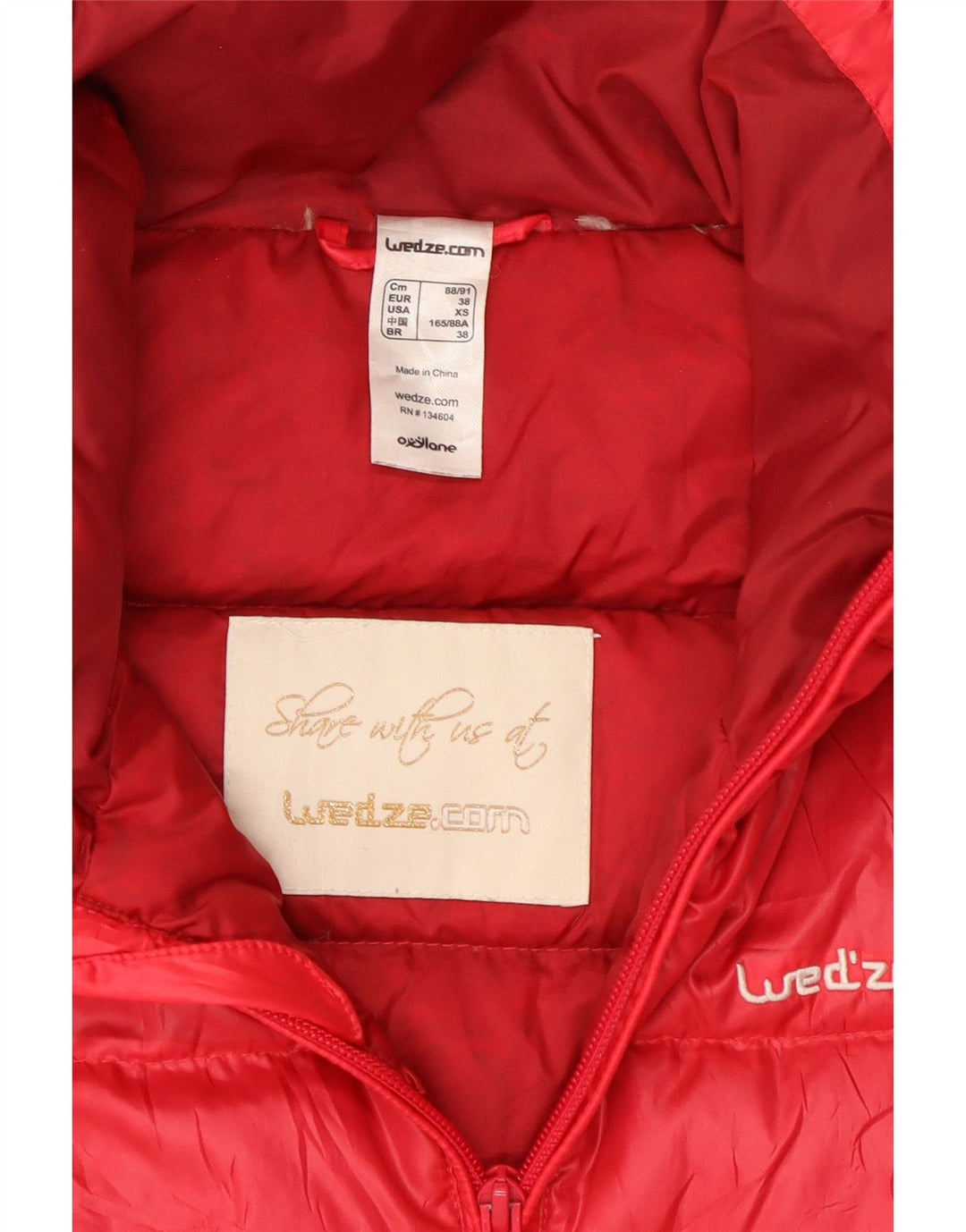 Wedze Chaqueta acolchada para hombre ES 34 XS Poliéster color block rojo