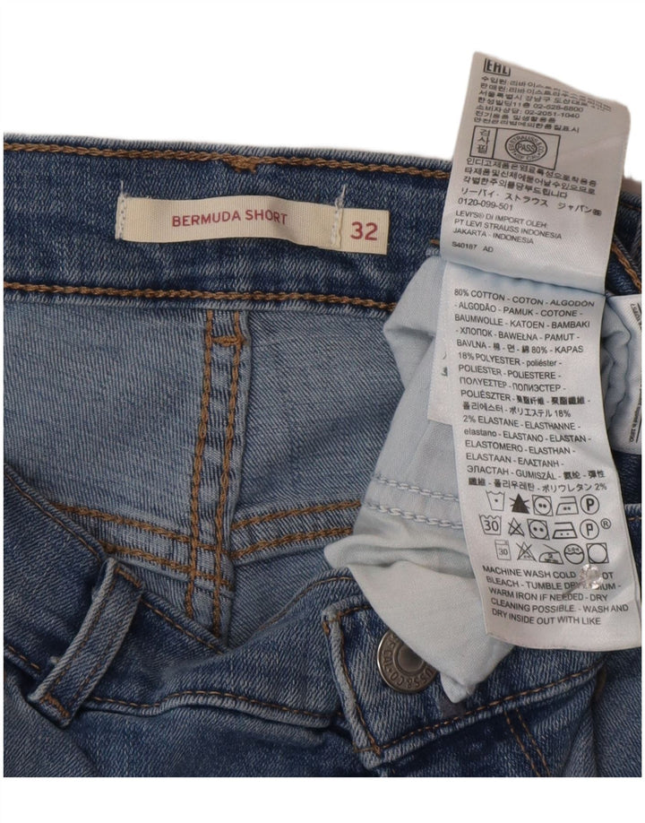 LEVI'S Bermudas vaqueras desgastadas para mujer W32 Algodón azul grande
