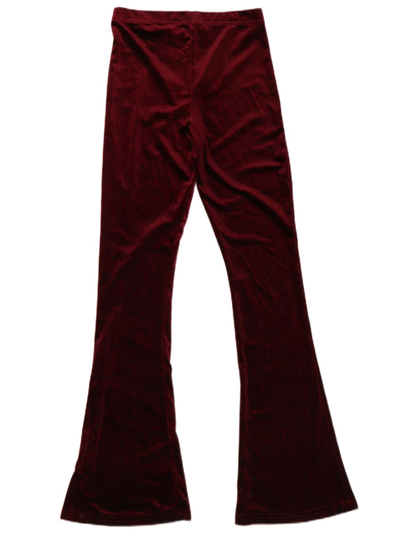 Topshop Pantalones casuales de terciopelo para mujer UK 8 Small W27 L33 Borgoña