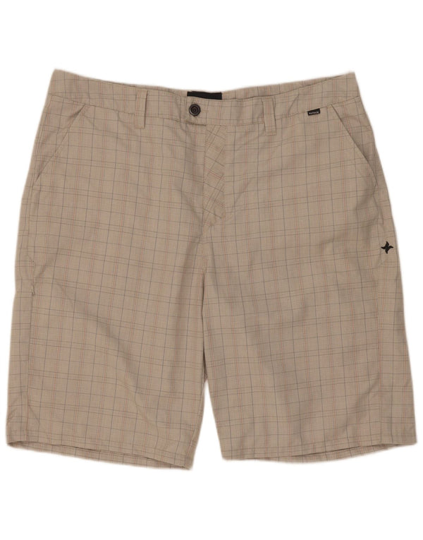 Hurley Shorts Cargo Hombre W38 XL Poliéster A Cuadros Gris