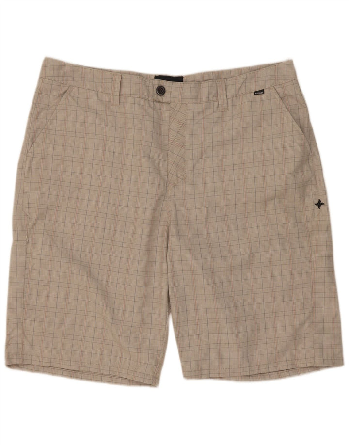 Hurley Shorts Cargo Hombre W38 XL Poliéster A Cuadros Gris