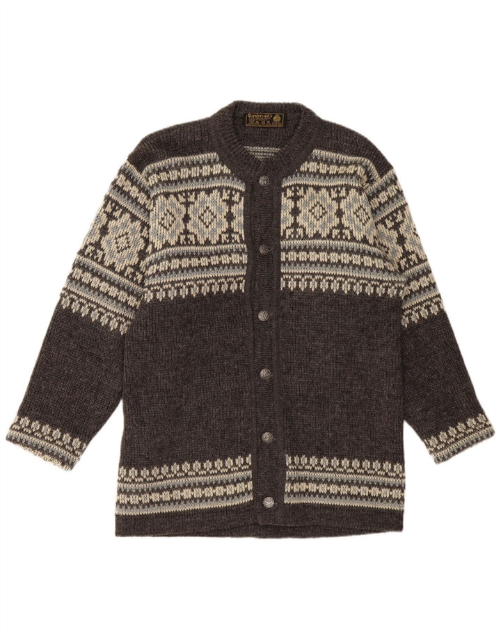 NORDSTRIKK Suéter Cárdigan para Hombre Pequeño Gris Lana Virgen Fair Isle