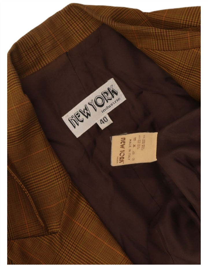 New York Industrie Chaqueta Blazer para Mujer IT 40 Small Beige Check