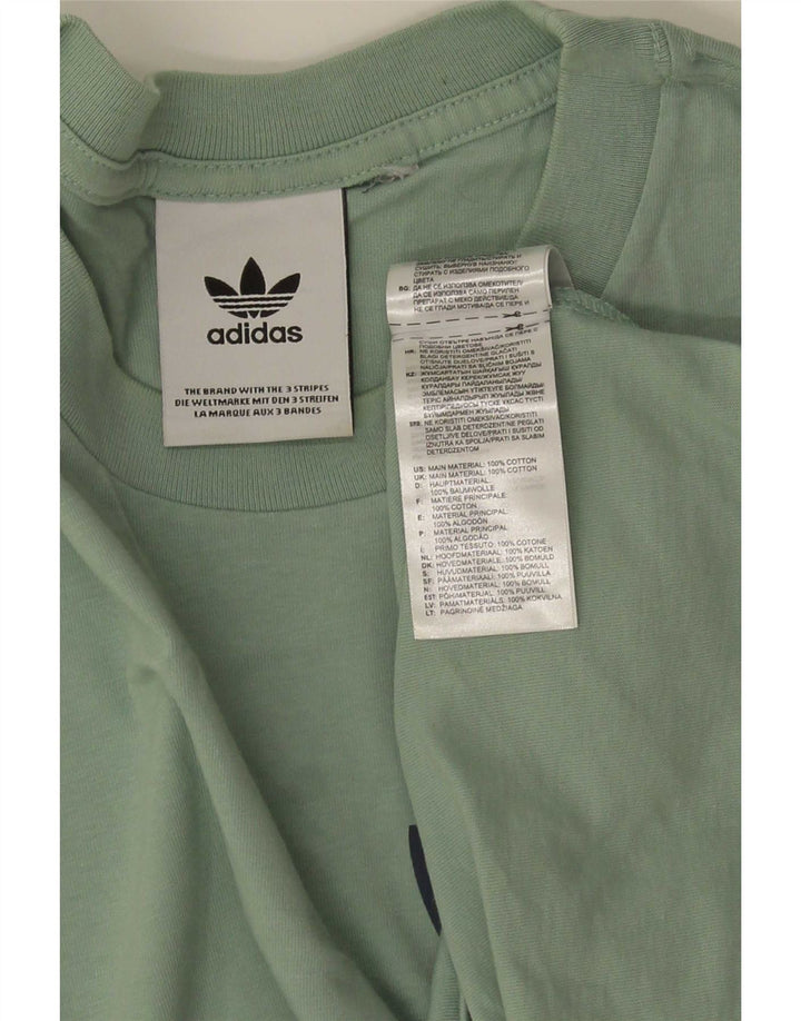 Adidas Hombre Camiseta Gráfica Top Algodón Verde Medio