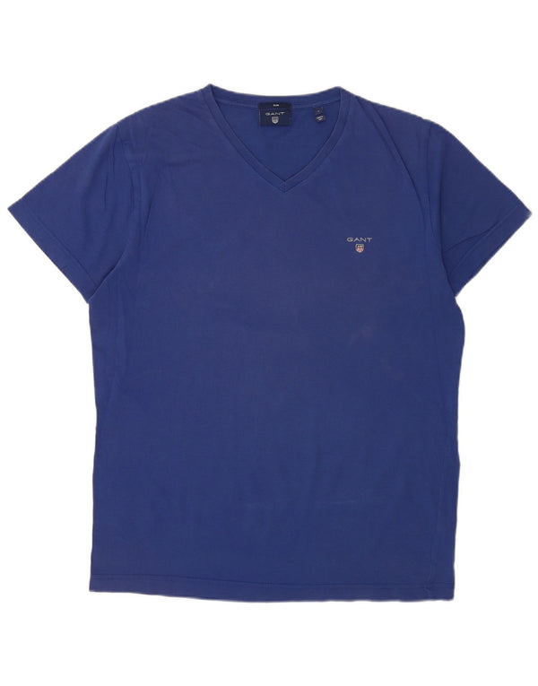 Gant Mens Slim Fit T-Shirt Top Large Blue Cotton