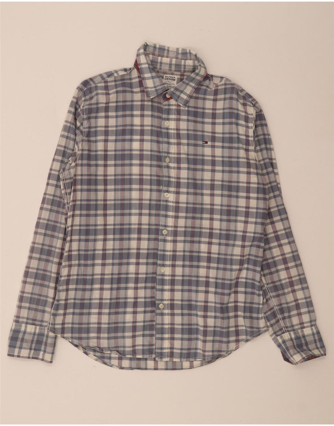 Camisa Tommy Hilfiger para hombre de algodón a cuadros azules grandes