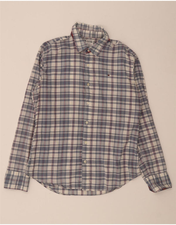 Camisa Tommy Hilfiger para hombre de algodón a cuadros azules grandes