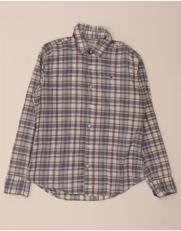 Camisa Tommy Hilfiger para hombre de algodón a cuadros azules grandes