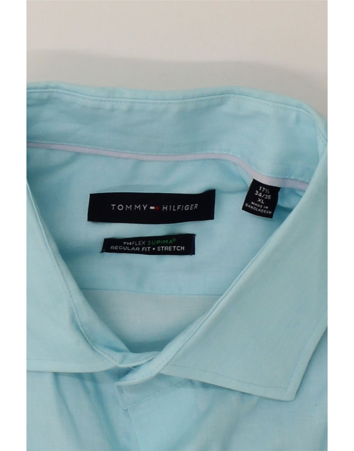 TOMMY HILFIGER Mens Regular Fit Shirt Size 17 1/2 XL Blue Vintage Tommy Hilfiger and Second-Hand Tommy Hilfiger from Messina Hembry 