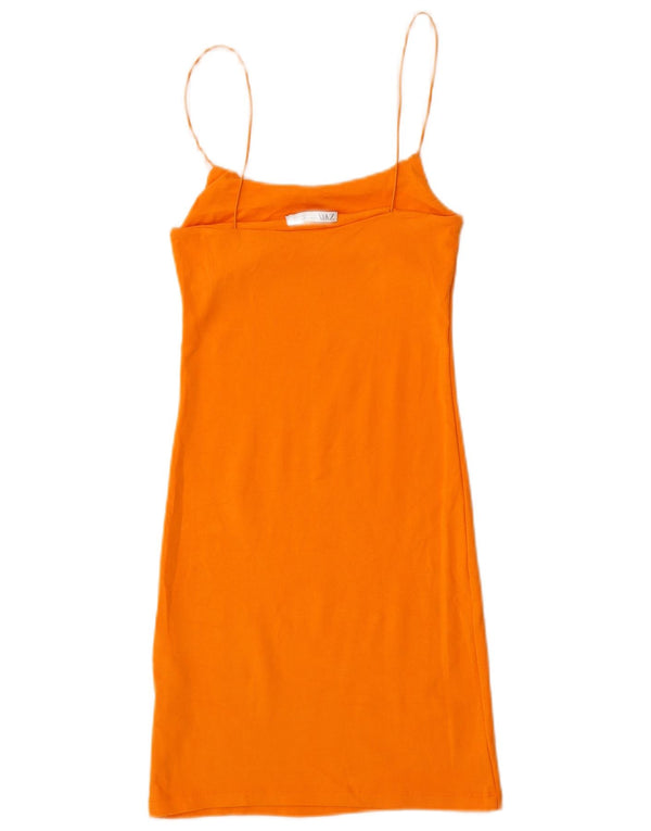 Zara Vestido lencero para mujer UK 42 Algodón naranja mediano