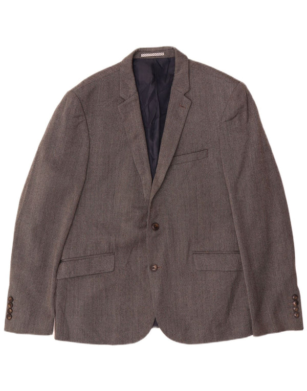 Marks & Spencer Chaqueta tipo blazer ajustada con 2 botones para hombre UK 42 Large Grey Wool